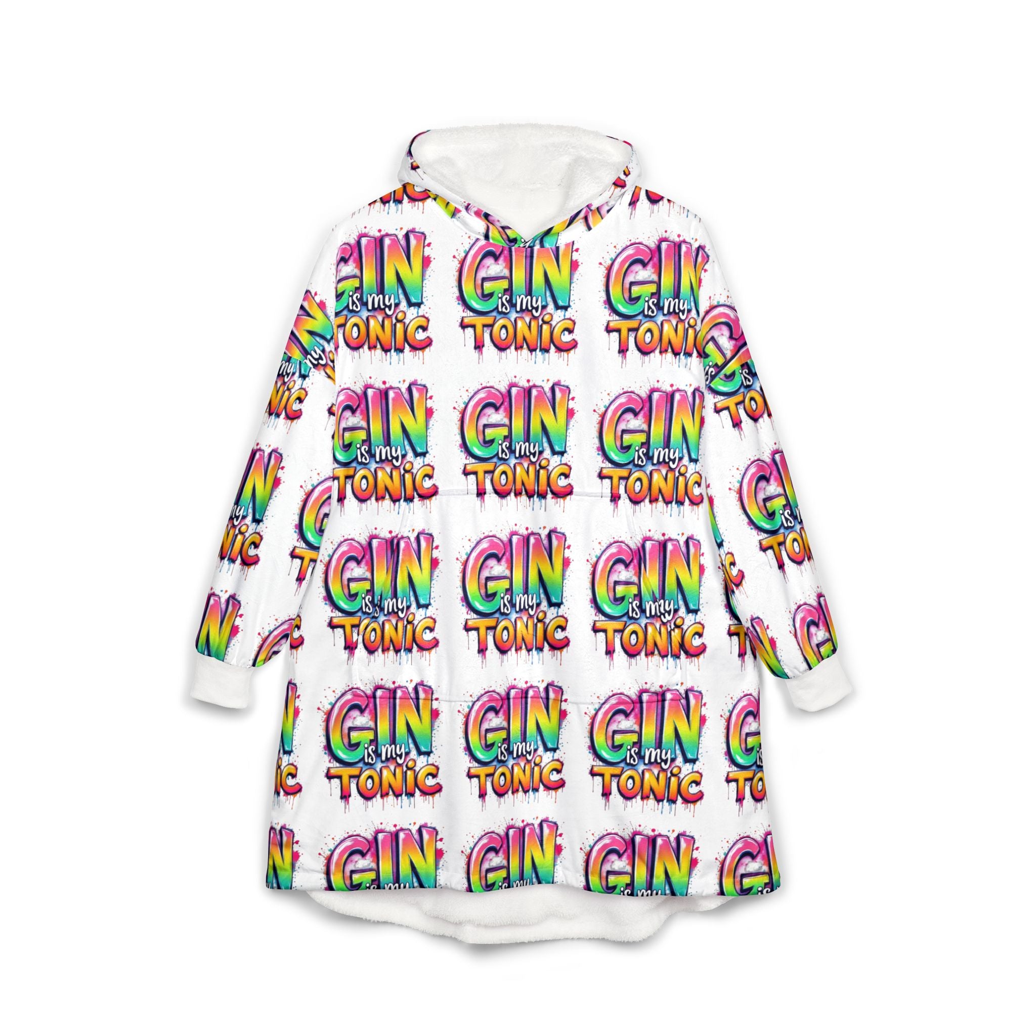 Colorful Gin & Tonic Unisex Hooded Blanket, Cozy Blanket for Cocktail Lovers, Fun Gift for Parties, Pajama Nights, Alcohol-Themed Apparel