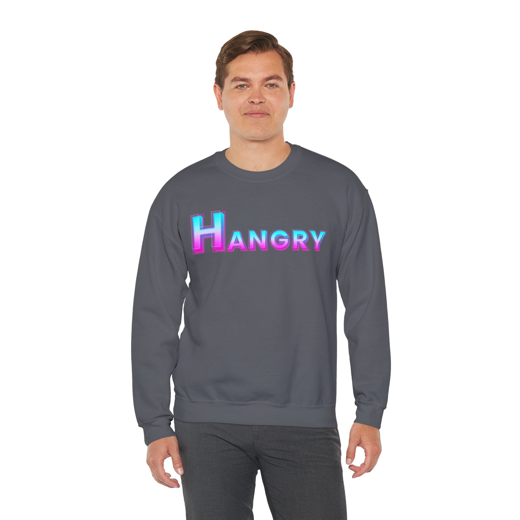 Hangry Unisex Crewneck Sweatshirt - Cozy Gift for Food Lovers, Fall Apparel, Perfect for Casual Outfits, Birthday & Holiday Gifts