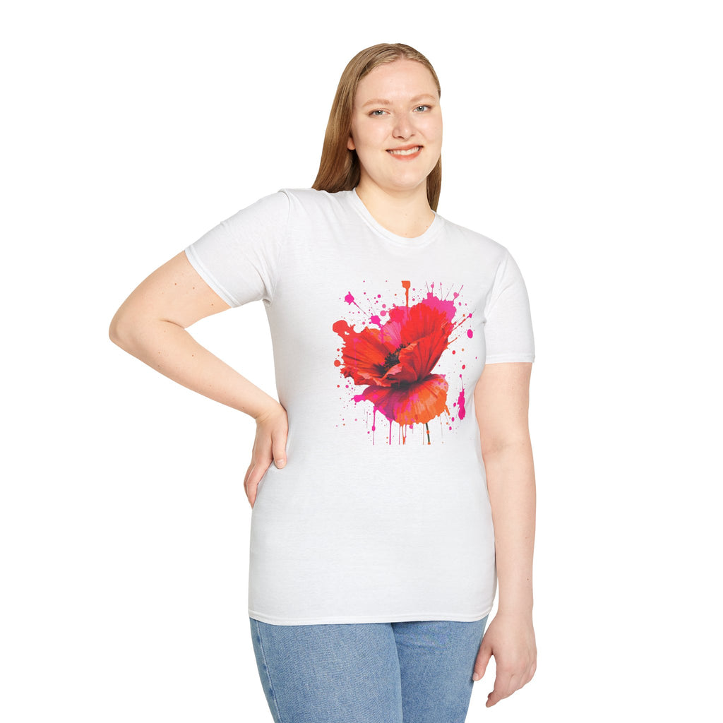 Vibrant Poppy Unisex T-Shirt, Colorful Art Tee, Summer Fashion, Gift for Nature Lovers, Casual Wear, Statement Piece