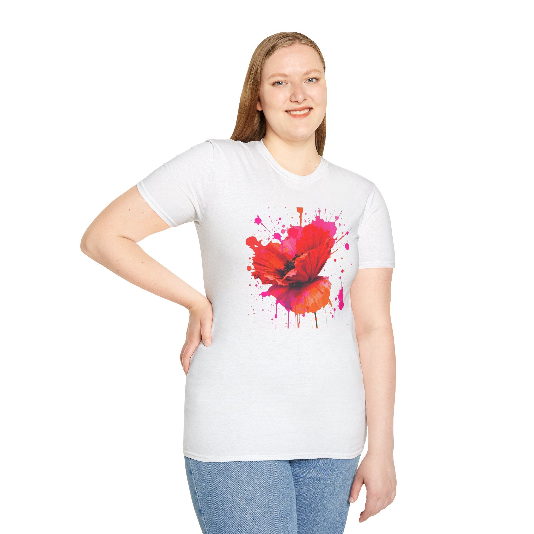 Vibrant Poppy Unisex T-Shirt, Colorful Art Tee, Summer Fashion, Gift for Nature Lovers, Casual Wear, Statement Piece