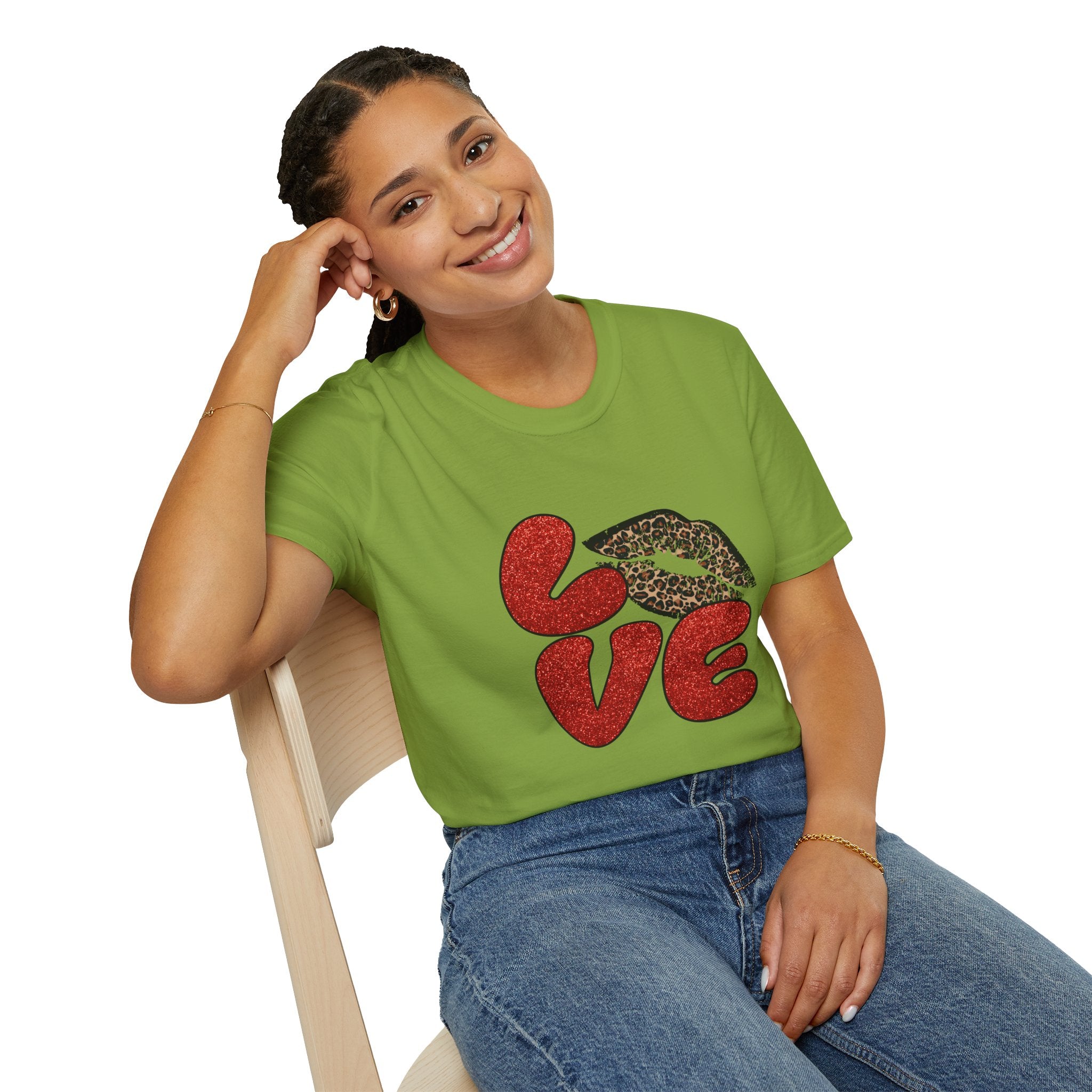 Leopard Love Graphic T-Shirt, Cute Valentine's Day Shirt, Casual Love Tee, Unisex Softstyle Top, Trendy Gift for Her