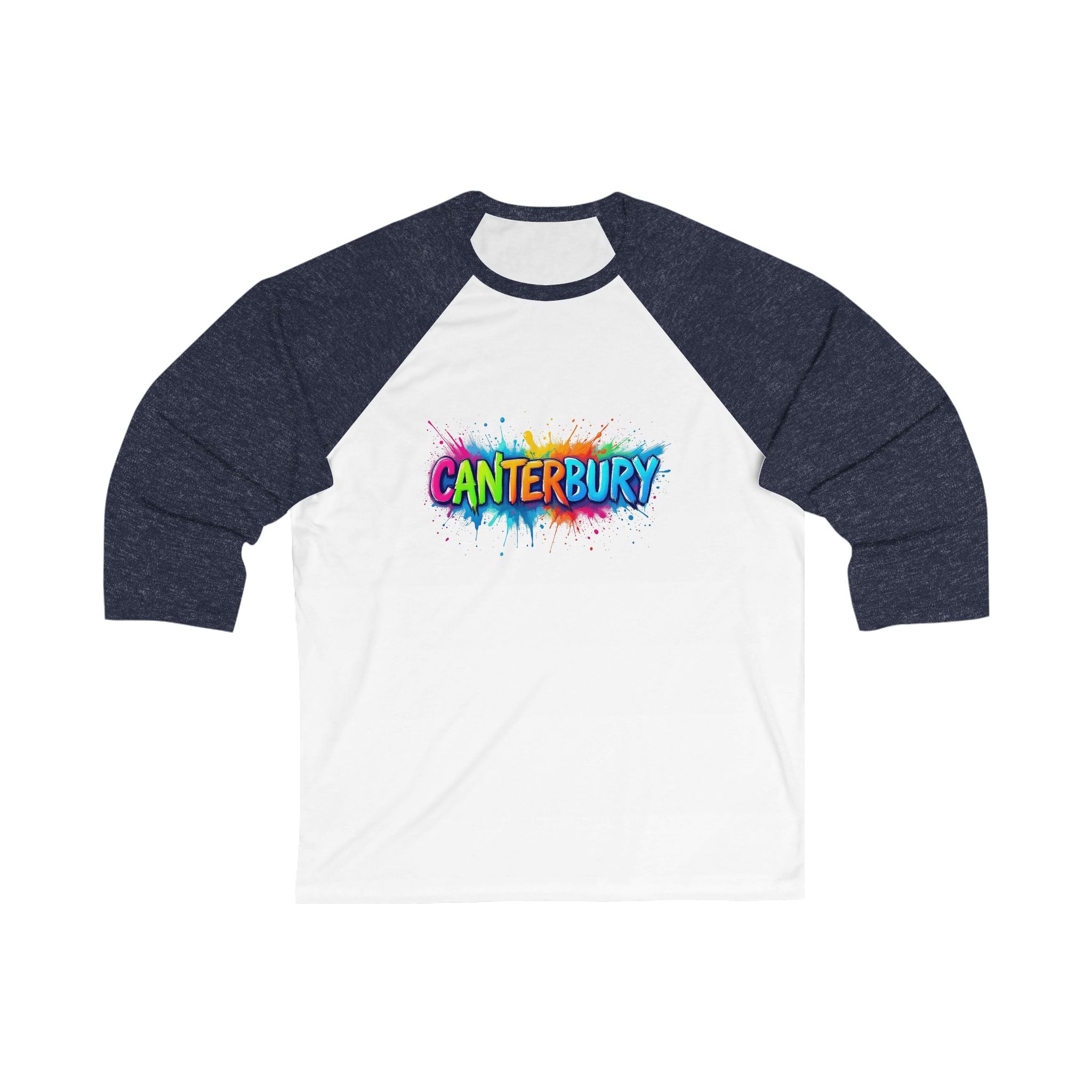 Canterbury Color Burst Unisex Baseball Tee, Sporty Shirt, Fun Casual Wear, Gift for Friends, Celebration Outfit, Holiday Apparel