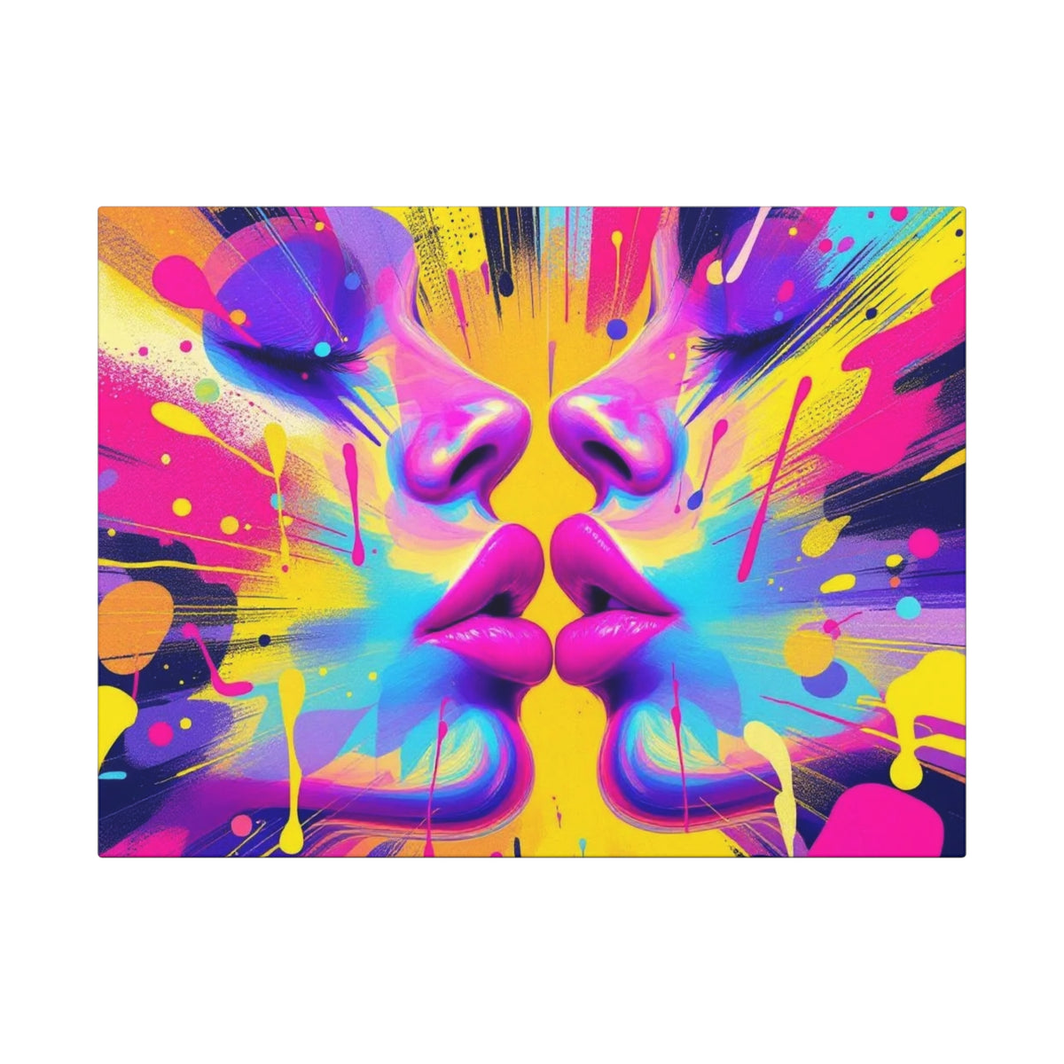 Vibrant Love Canvas Art Wraps, Abstract Wall Decor, Colorful Couples Artwork, Modern Home Decor, Unique Gift for Art Lovers
