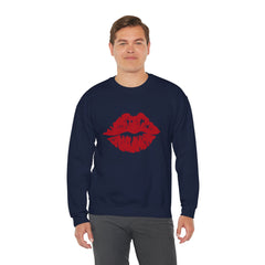Romantic Lip Print Crewneck Sweatshirt | Perfect Gift for Her | Cozy Casual Wear, Valentine's Day, Birthday, Self-Care