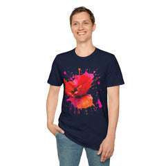 Vibrant Poppy Unisex T-Shirt, Colorful Art Tee, Summer Fashion, Gift for Nature Lovers, Casual Wear, Statement Piece
