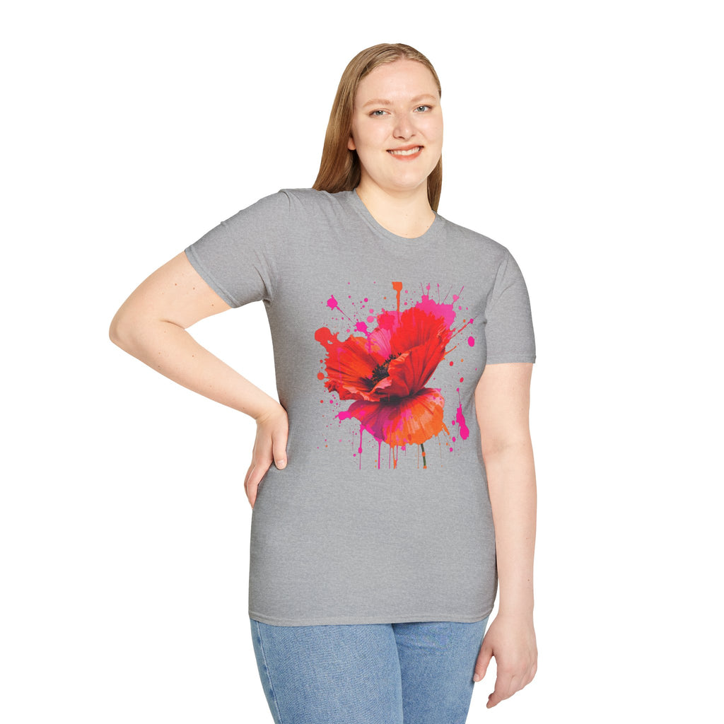 Vibrant Poppy Unisex T-Shirt, Colorful Art Tee, Summer Fashion, Gift for Nature Lovers, Casual Wear, Statement Piece