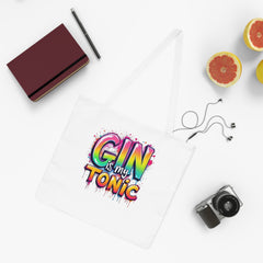 Colorful 'Gin is My Tonic' Shoulder Tote Bag – Perfect for Parties & Events