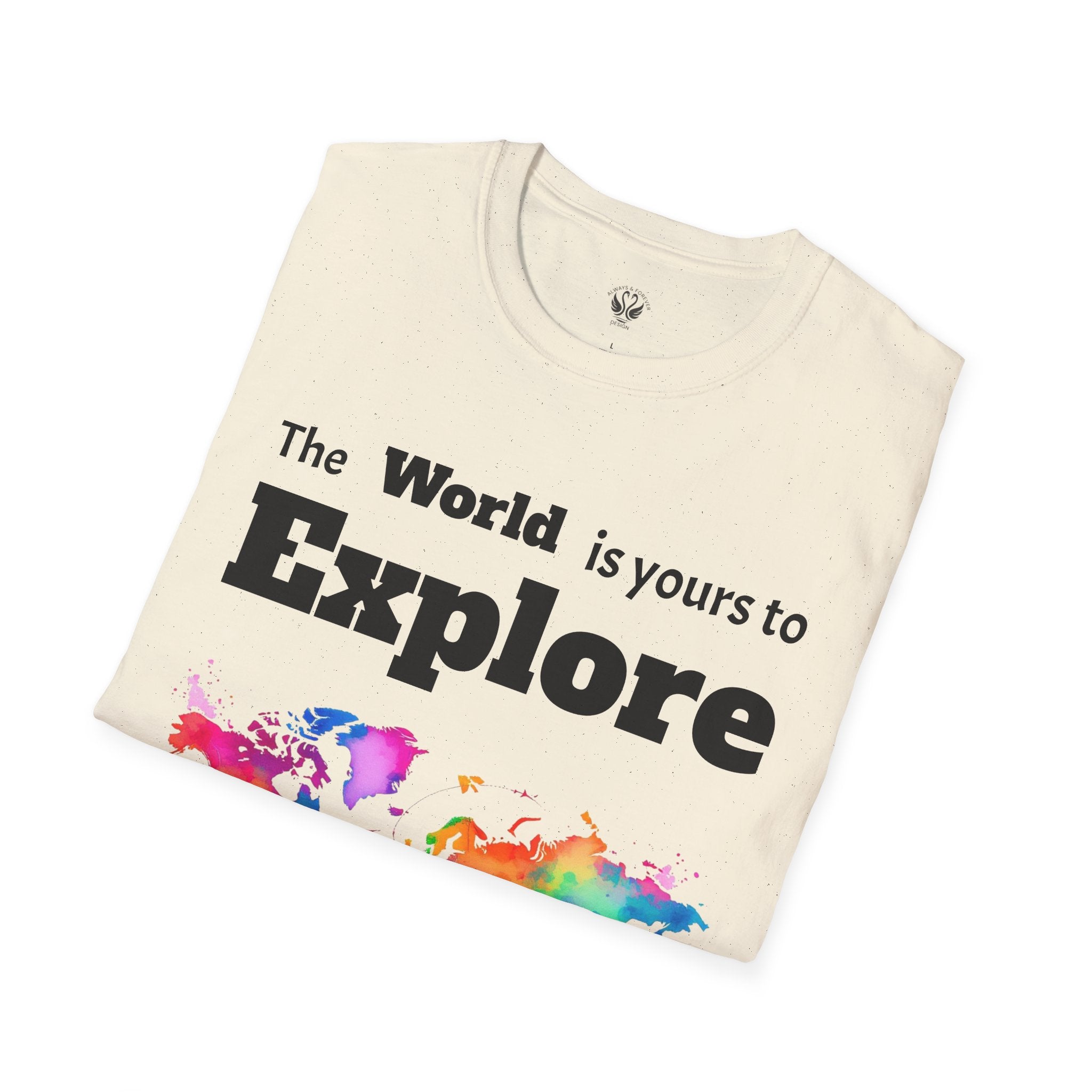 Explore the World Unisex T-Shirt | Adventure Shirt, Travel Tee, Gift for Explorers, Colorful World Map Top, Wanderlust Fashion