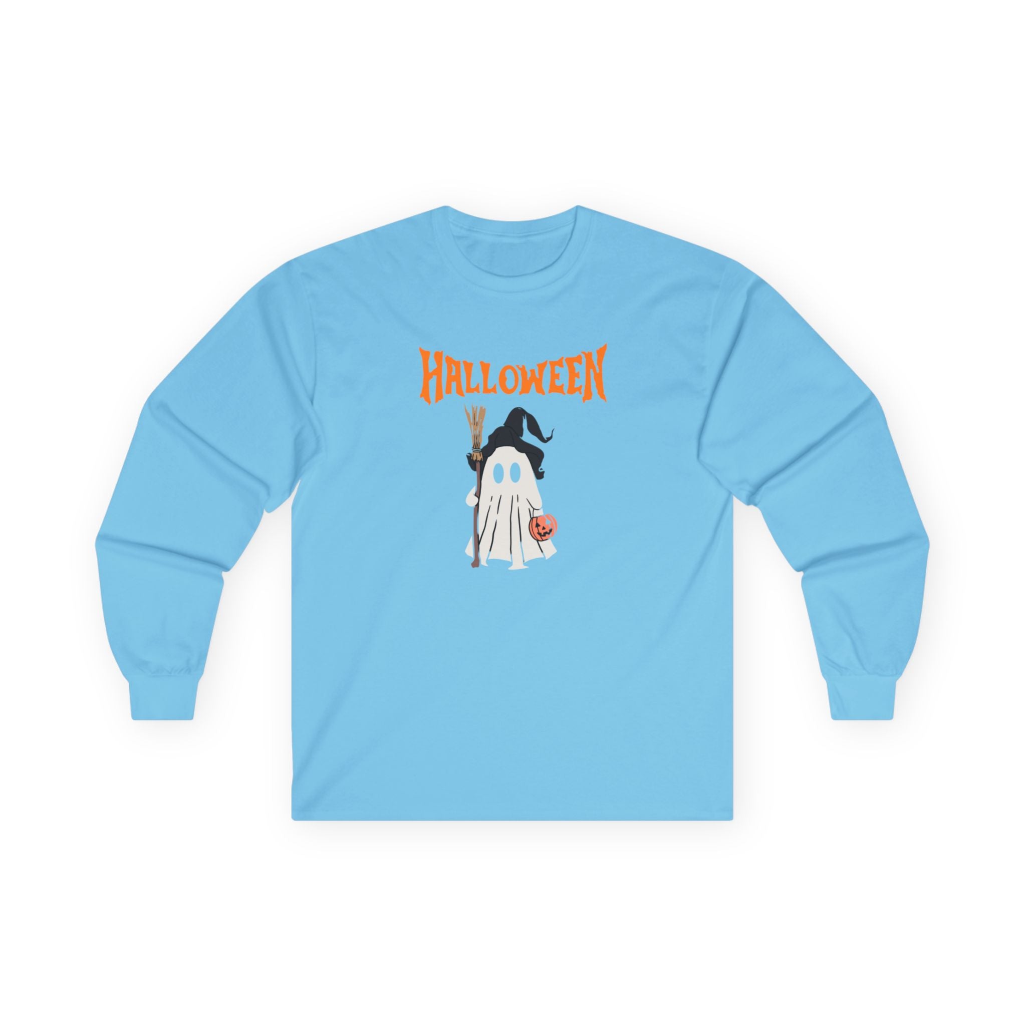 Halloween Ghost Long Sleeve Tee, Spooky Shirt, Unisex Halloween Costume, Fall Apparel, October Celebration Top