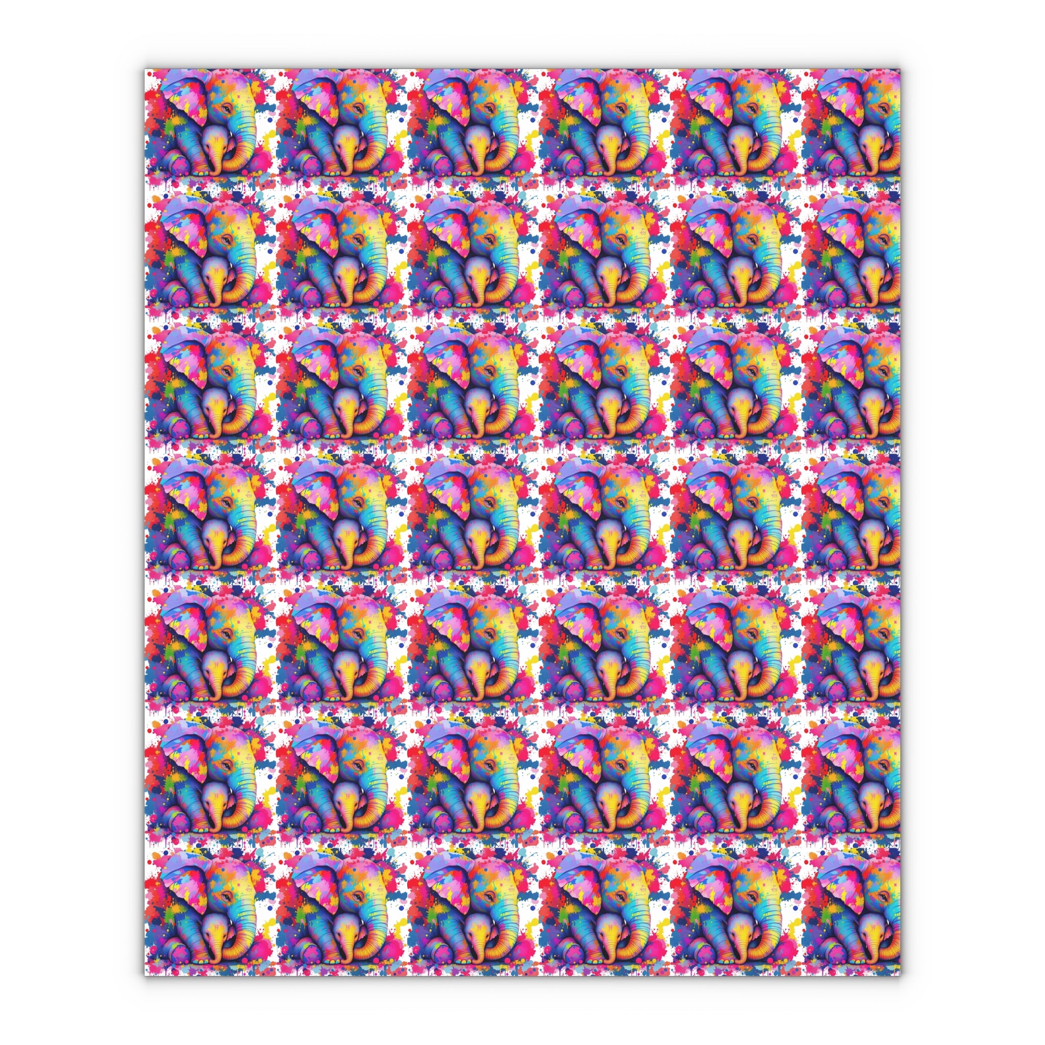 Colorful Elephant Gift Wrapping Paper Sheets - Eco-Friendly, Fun, Vibrant Designs for Parties, Holidays, Birthdays, Celebrations