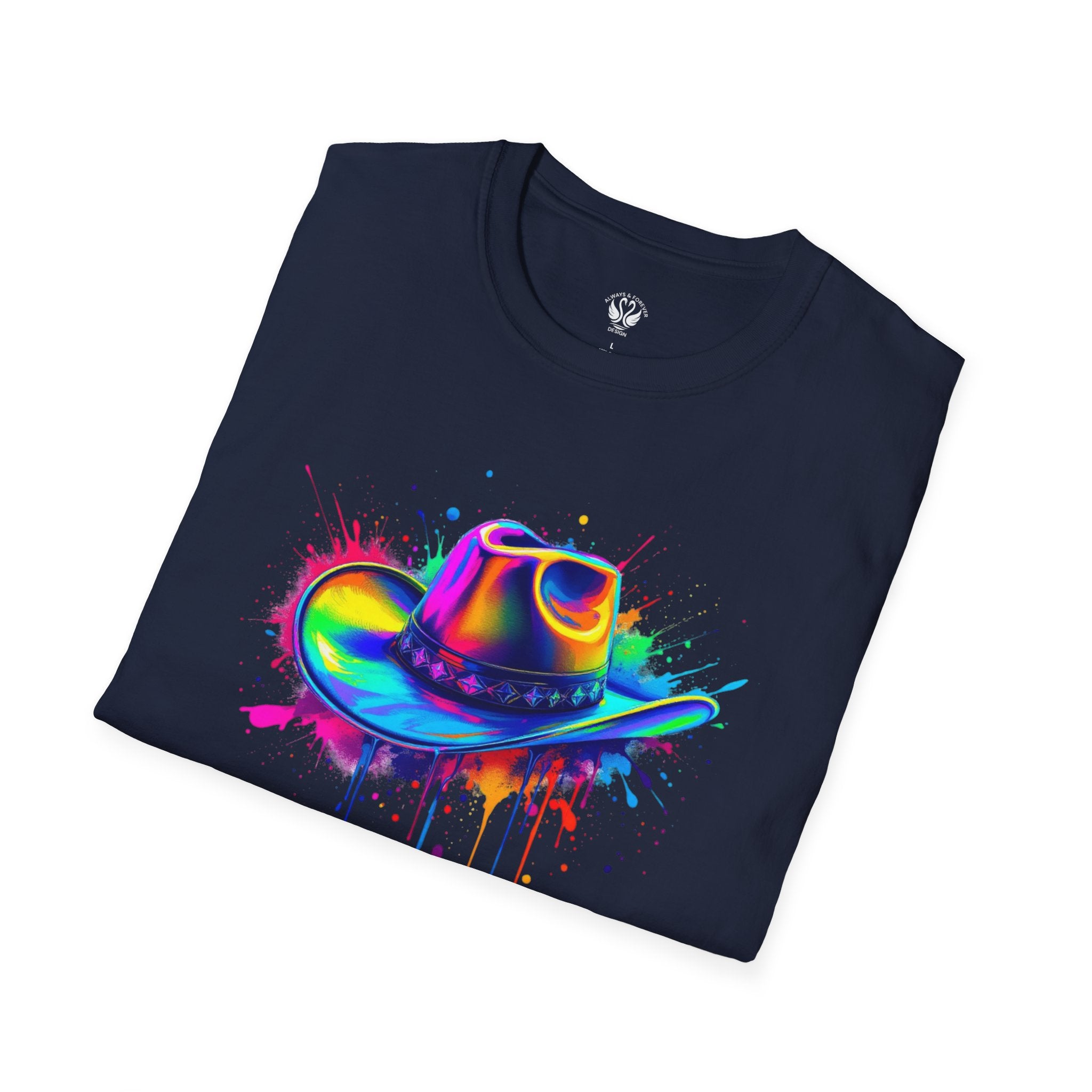 Colourful Cowboy Hat Unisex T-Shirt, Fun Graphic Tee, Festival Wear, Summer Celebration Shirt, LGBTQ Pride Apparel, Gift for Friends