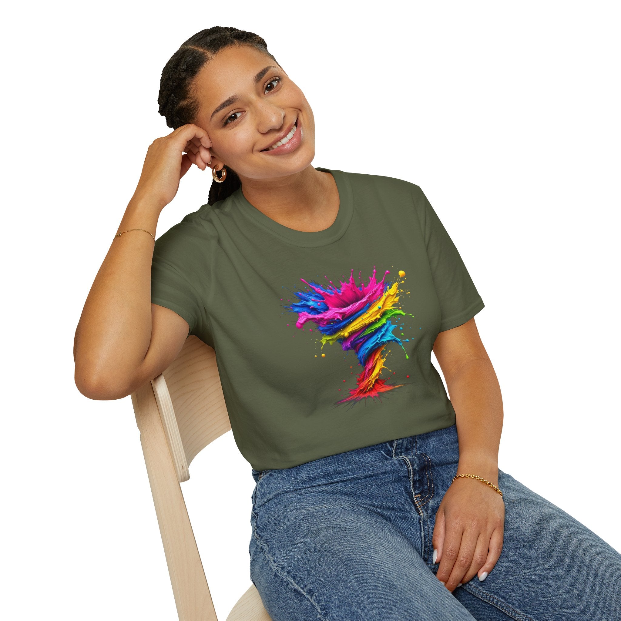 Vibrant Splash Art Tee, Colorful Unisex T-Shirt, Fun Graphic Tee, Summer Festival Top, Gift for Art Lovers, Casual Everyday Wear