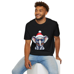 Cute Christmas Elephant T-Shirt, Unisex Holiday Tee, Fun Santa Shirt, Gift for Animal Lovers, Festive Apparel