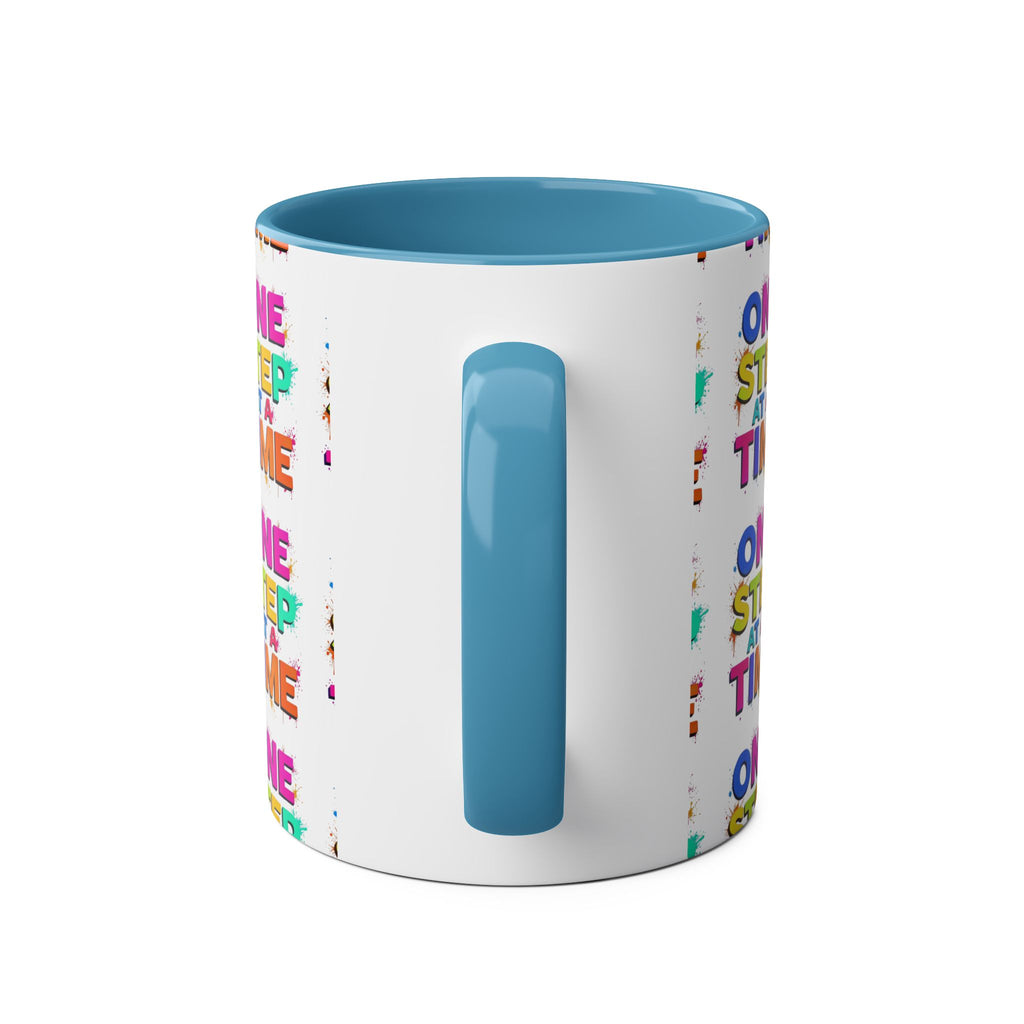 Motivational Two-Tone Coffee Mug - "One Step at a Time" - 11oz