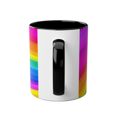 Vibrant Rainbow Two-Tone Coffee Mug - 11oz Colorful Drinkware
