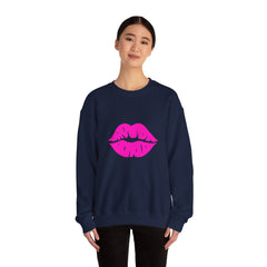 Kiss Mark Crewneck Sweatshirt - Cute Fashion for Her, Cozy Gift Idea, Valentine's Day, Overall Style, Relaxed Fit