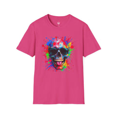 Colorful Skull Graphic T-Shirt, Unisex Tee, Casual Wear, Festival Outfit, Halloween Costume, Art Lover Gift, Party Top