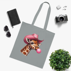 Cowboy Giraffe Cotton Tote Bag | Cute Animal Eco-Friendly Tote | Gift for Animal Lovers, Shopping, Beach, Travel