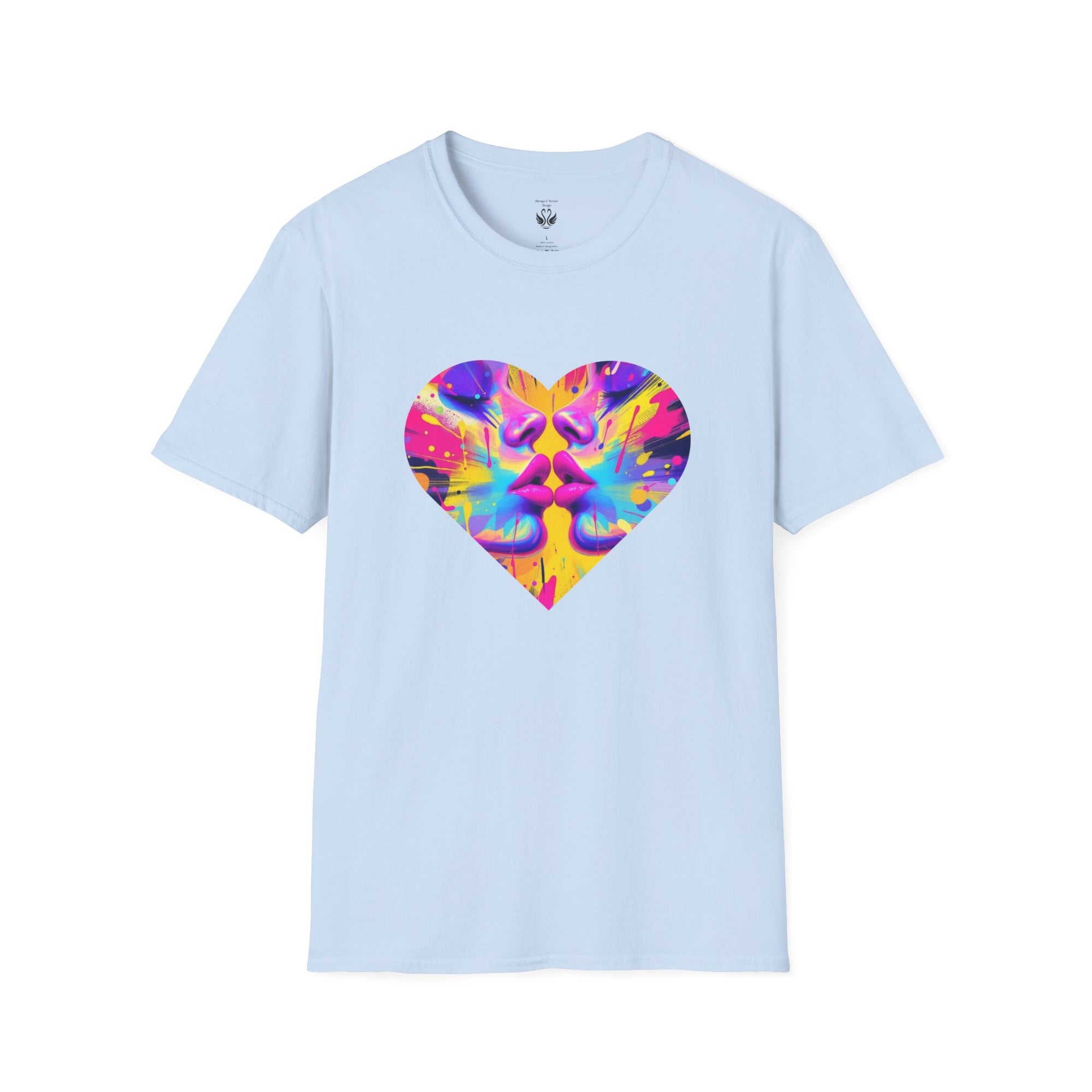 Vibrant Heart Art T-Shirt, Colorful Unisex Tee for Couples, Gift for Valentine's Day, Artistic Love Shirt, Casual Everyday Wear