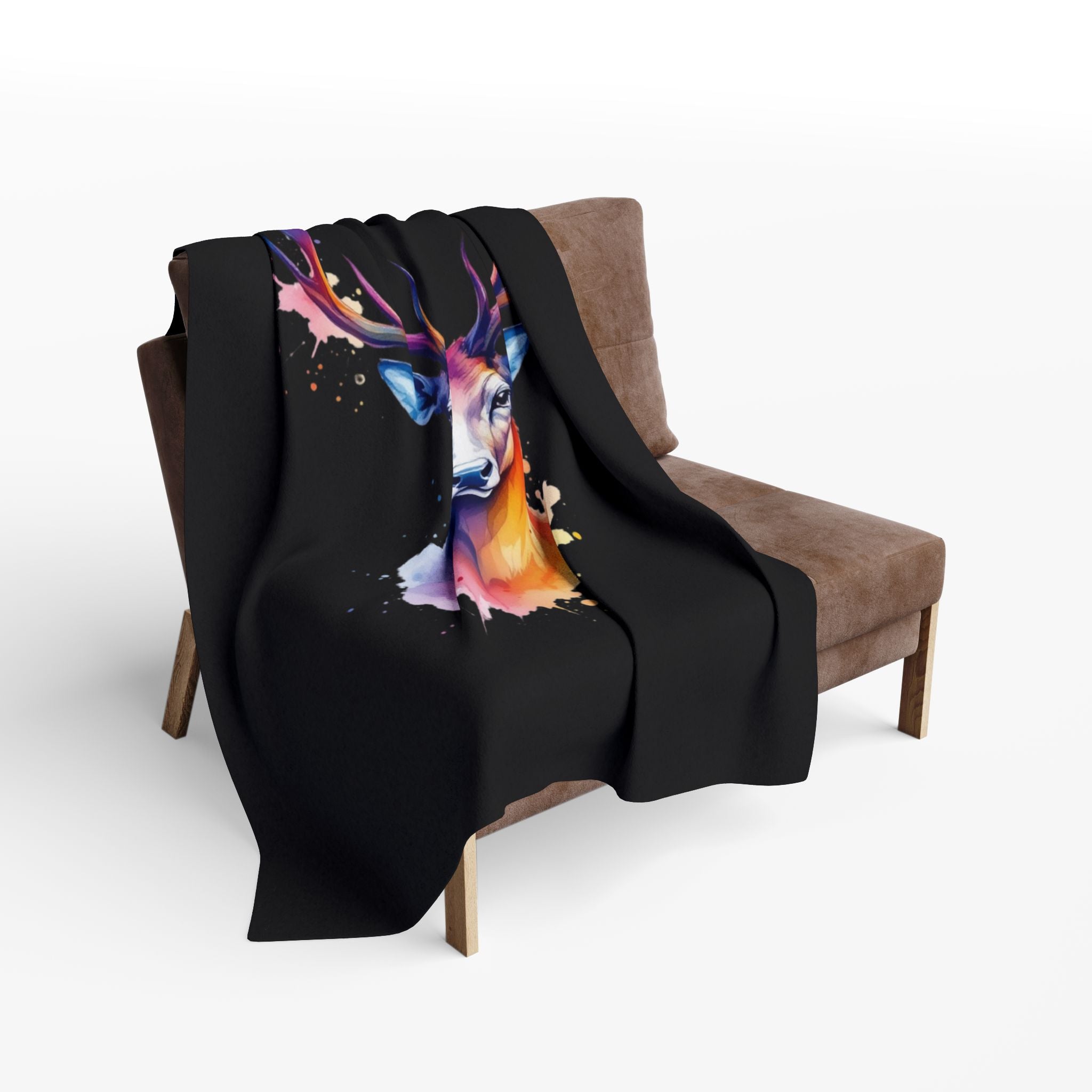 Artistic Deer Fleece Blanket - Cozy Home Decor, Gift for Nature Lovers, Animal Lovers, Wildlife Enthusiasts, Unique Throw