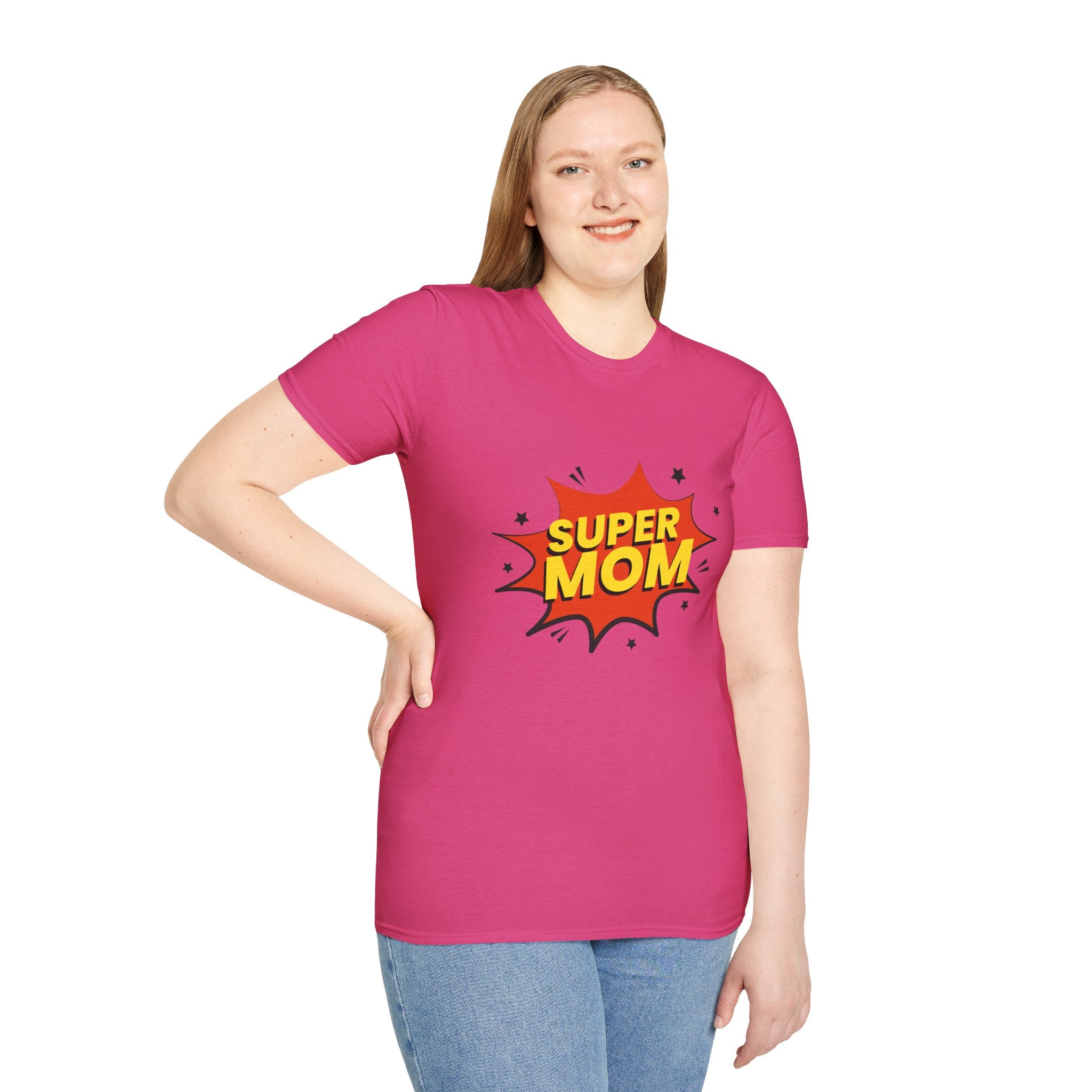 Super Mom Unisex Softstyle T-Shirt | Gift for Mother's Day, Funny Mom Tee, Birthday Present for Mom, Family Apparel, Casual Wear