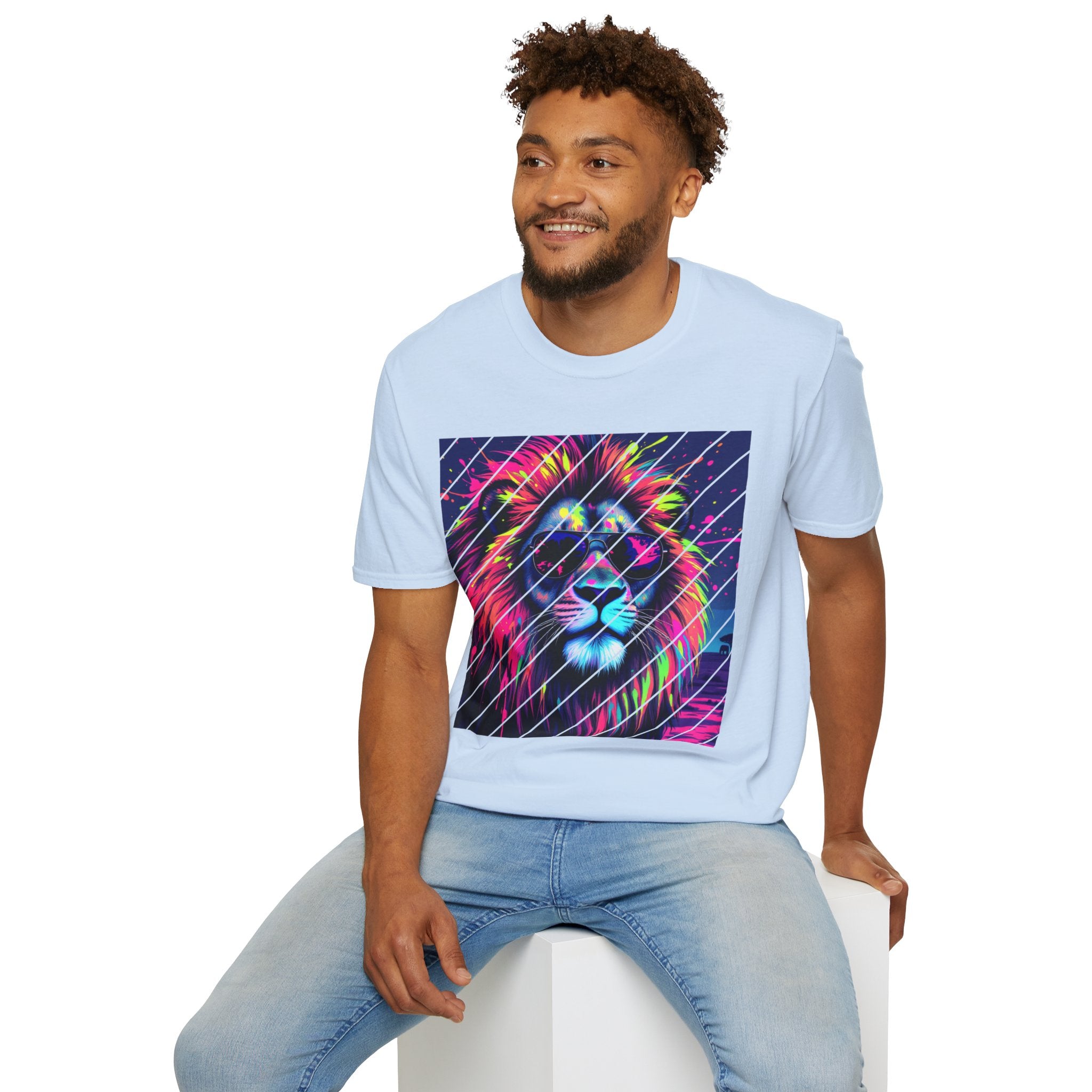 Vibrant Lion Graphic T-Shirt, Colorful Unisex Tee, Gift for Animal Lovers, Trendy Casual Wear, Perfect for Birthdays and Celebrations