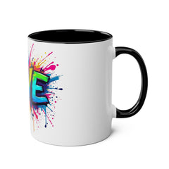 Colorful Love Coffee Mug - 11oz Two-Tone Mug for Valentine's Day & Everyday Joy