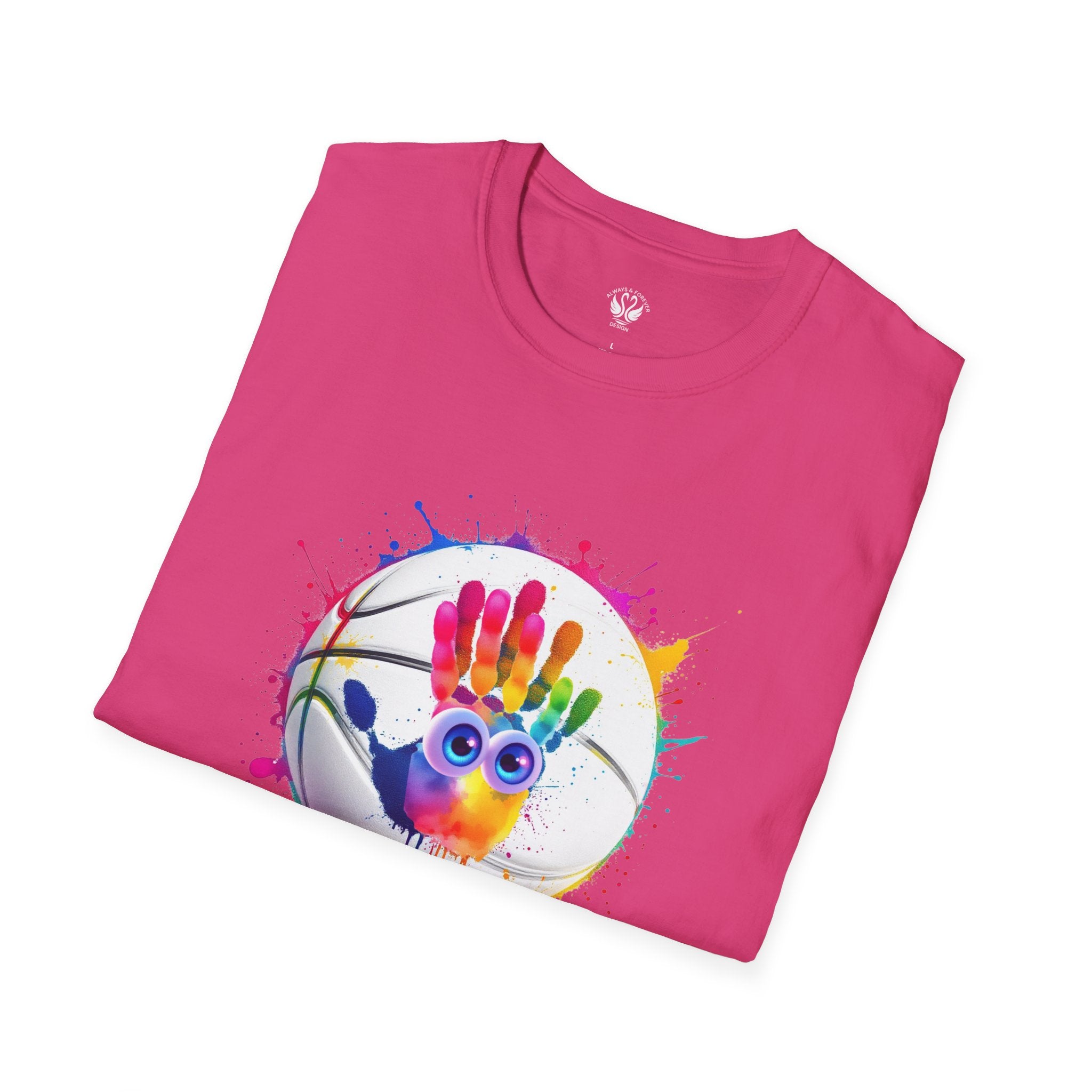 Colorful Handprint Football Unisex T-Shirt, Fun Tee for Kids and Adults, Gift for Artists, Birthday, Art Lovers and Celebrations