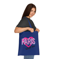 Paris With Love Cotton Tote Bag | Eco-Friendly Shopping Bag, Reusable Grocery Bag, Gift for Travelers, Lightweight Tote