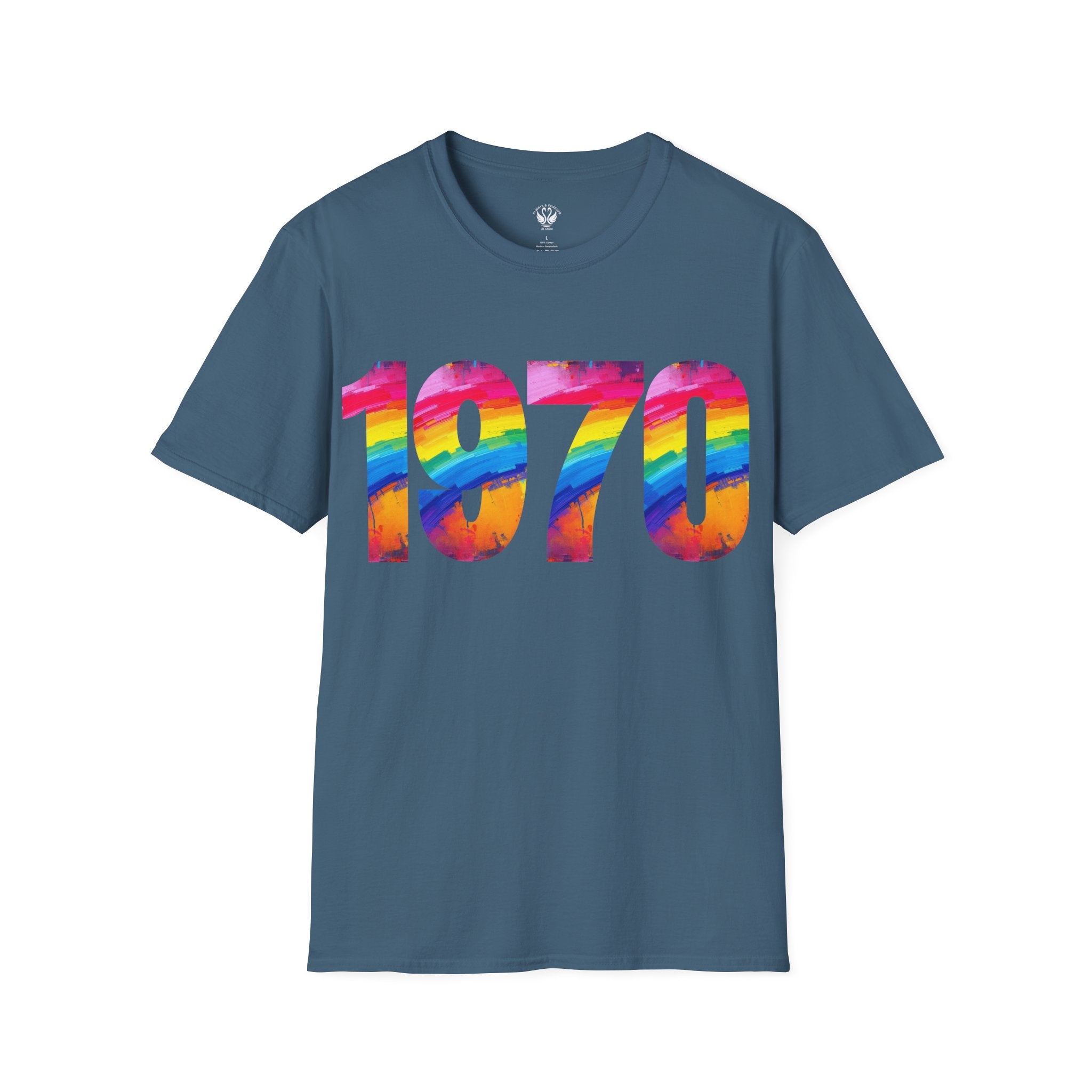 Retro 1970 Rainbow Unisex T-Shirt, Vintage Graphic Tee, LGBTQ Pride Apparel, Casual Streetwear, Gift Idea for Birthdays
