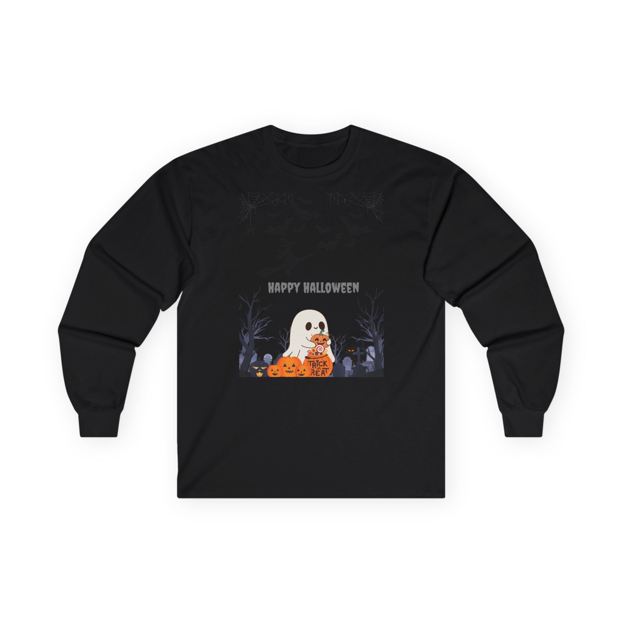 Halloween Long Sleeve Tee, Spooky Shirt, Fall Fashion, Ghost Tee, Pumpkin T-Shirt, Unisex Halloween Apparel