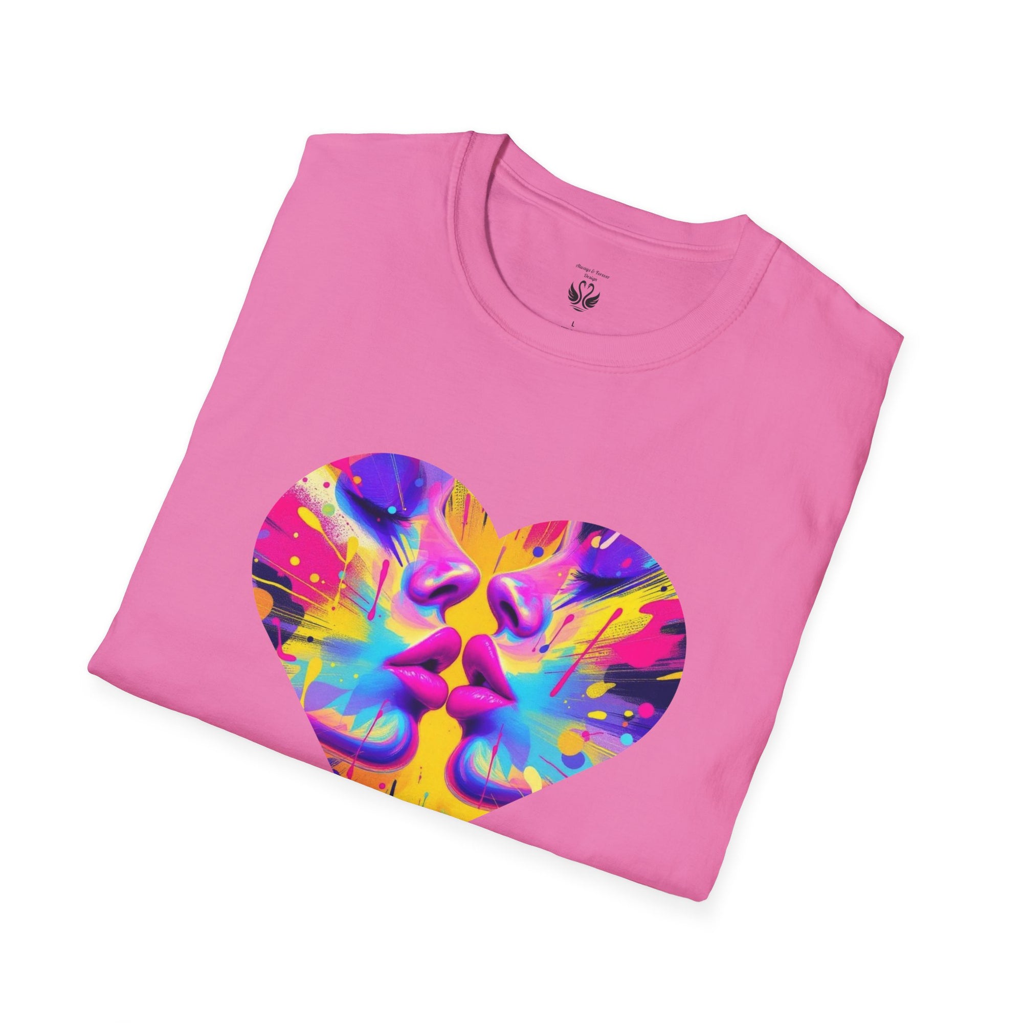 Vibrant Heart Art T-Shirt, Colorful Unisex Tee for Couples, Gift for Valentine's Day, Artistic Love Shirt, Casual Everyday Wear