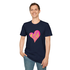 Pink Zebra Heart Unisex T-Shirt, Custom Love Shirt, Casual Wear, Gift for Her, Trendy Summer Tee