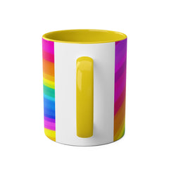 Vibrant Rainbow Two-Tone Coffee Mug - 11oz Colorful Drinkware