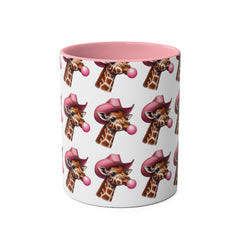 Fun Giraffe Coffee Mug, Whimsical Cup, Red Two-Tone Mug, Cute Gifts, Animal Lover Drinkware, Perfect for Birthdays, Unique Kitchen Decor