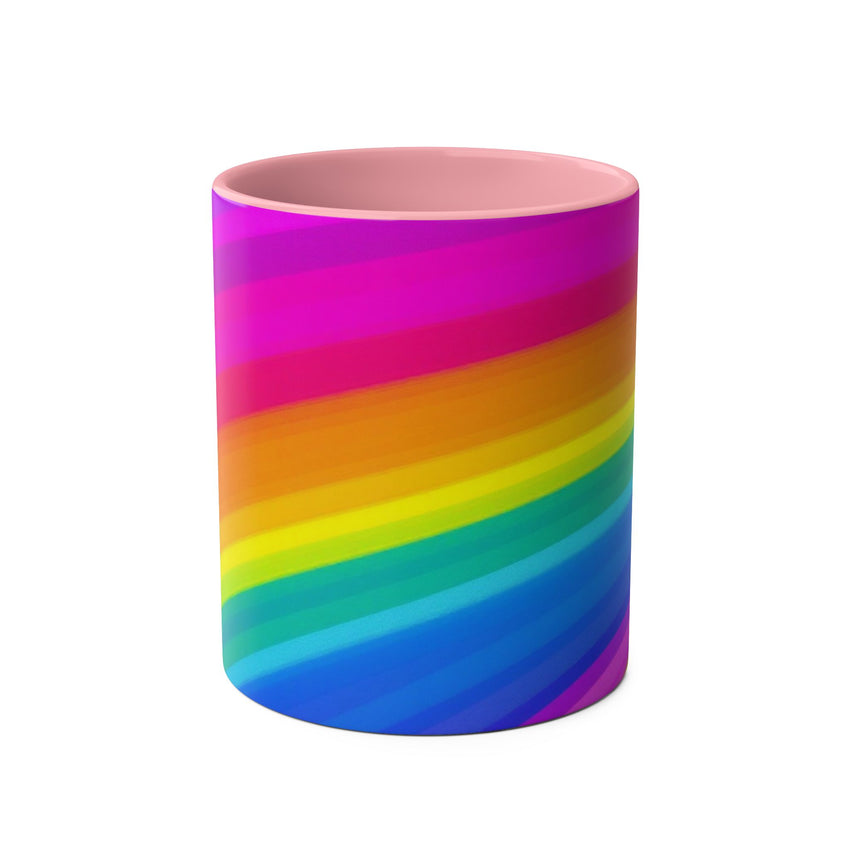 Vibrant Rainbow Two-Tone Coffee Mug - 11oz Colorful Drinkware