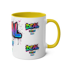 Colorful Graffiti Coffee Mug - 11oz Two-Tone "DEAL Canterbury"
