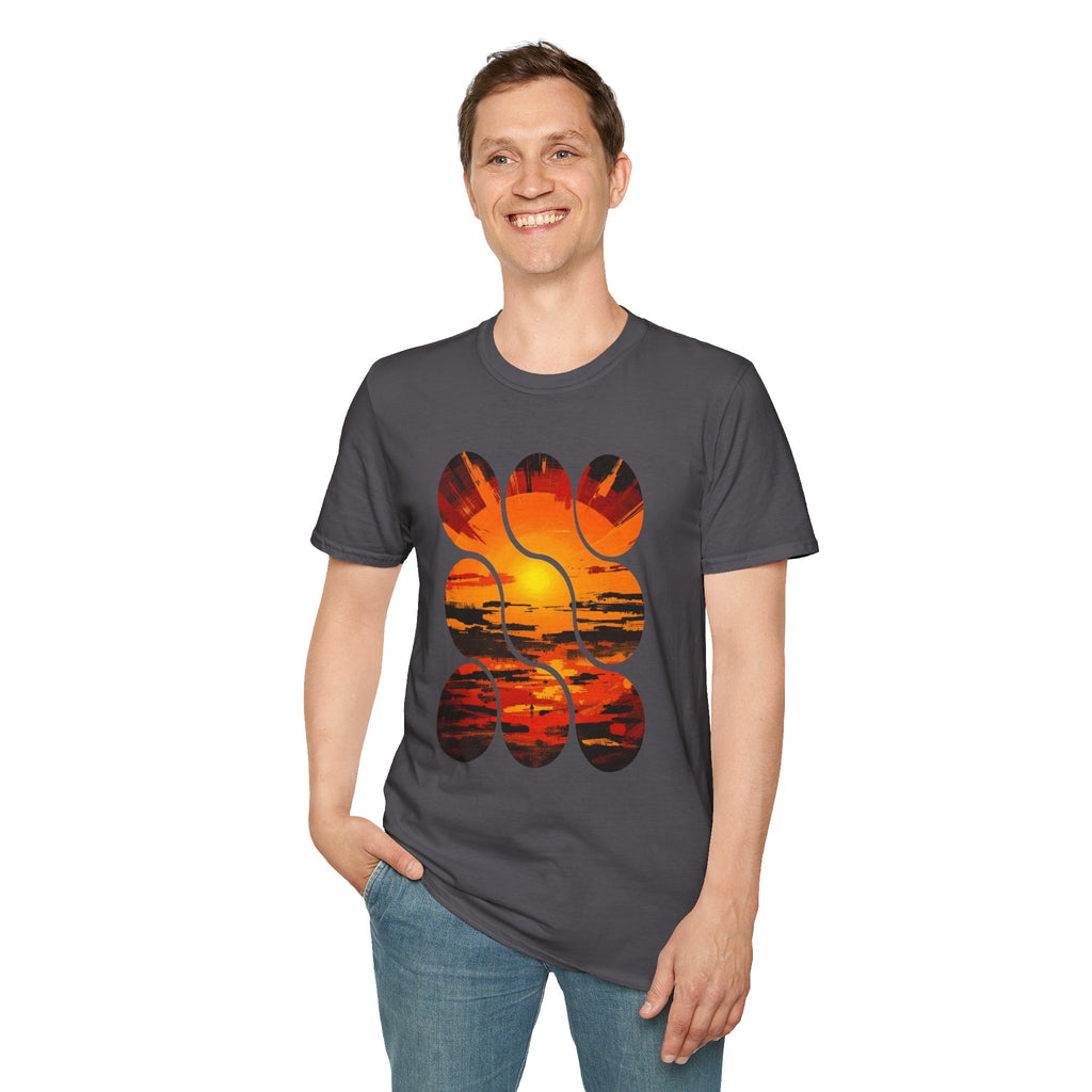 Sunset Inspired Unisex T-Shirt, Colorful Graphic Tee, Retro Summer Apparel, Gift for Friends, Casual Weekend Wear