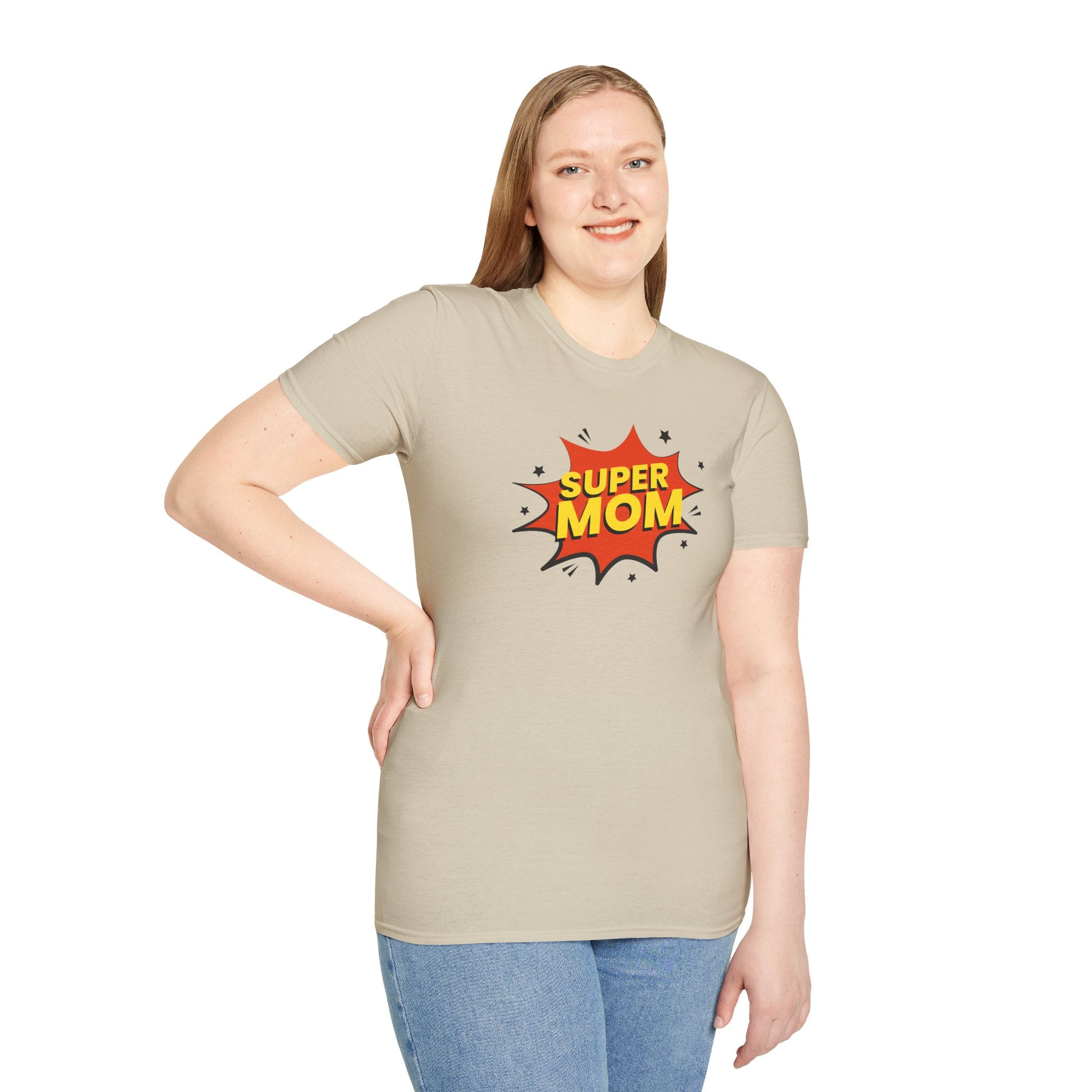 Super Mom Unisex Softstyle T-Shirt | Gift for Mother's Day, Funny Mom Tee, Birthday Present for Mom, Family Apparel, Casual Wear