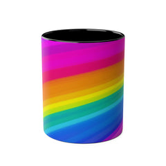 Vibrant Rainbow Two-Tone Coffee Mug - 11oz Colorful Drinkware