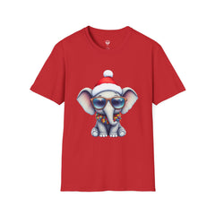 Cute Christmas Elephant T-Shirt, Unisex Holiday Tee, Fun Santa Shirt, Gift for Animal Lovers, Festive Apparel