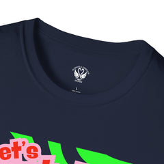 Let's Party Unisex Softstyle T-Shirt, Vibrant Summer Tee, Fun Graphic Shirt, Casual Wear, Birthday Gift, Festival Fashion