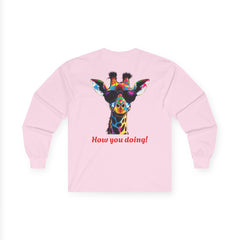Colorful Giraffe Graphic Long Sleeve Tee for Animal Lovers