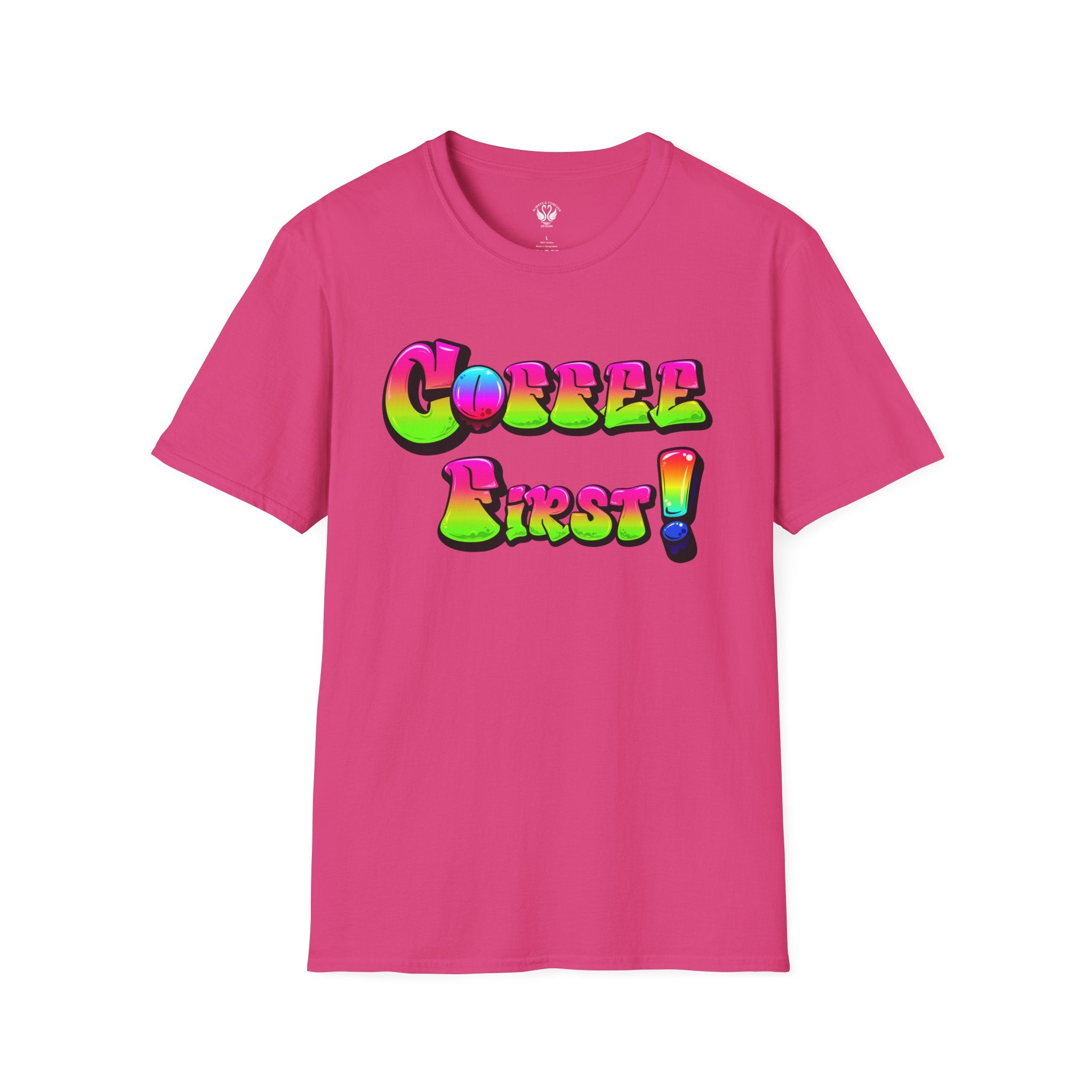 Coffee First Unisex Softstyle T-Shirt, Funny Graphic Tee, Gift for Coffee Lovers, Casual Wear, Perfect for Birthdays, Everyday Comfort