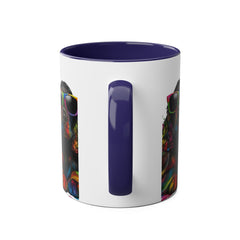 Colorful Dog Art Two-Tone Coffee Mug - 11oz, Perfect Gift for Dog Lovers