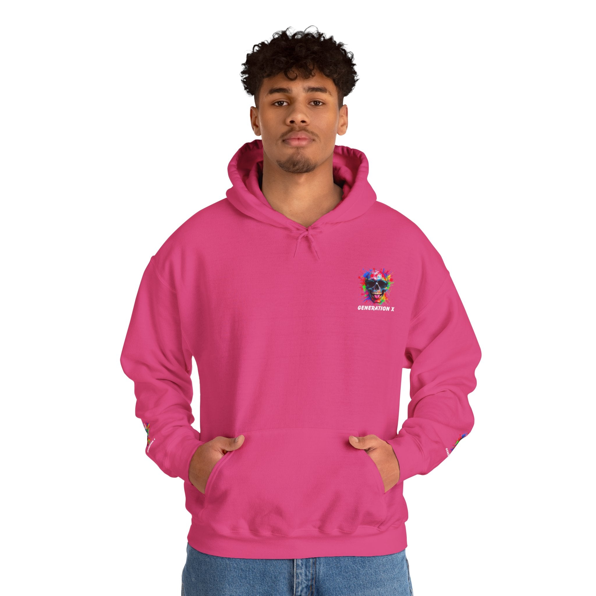 Colorful Retro Skull Hoodie, Unisex Heavy Blend Sweatshirt, Gift for Birthday, Casual Wear, Vintage Style