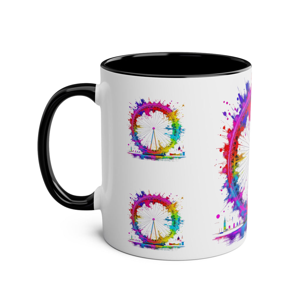 Colorful Cityscape Two-Tone Coffee Mug | Fun Gift, Home Decor, Artistic Mug, Coffee Lover's Gift, Office Essentials