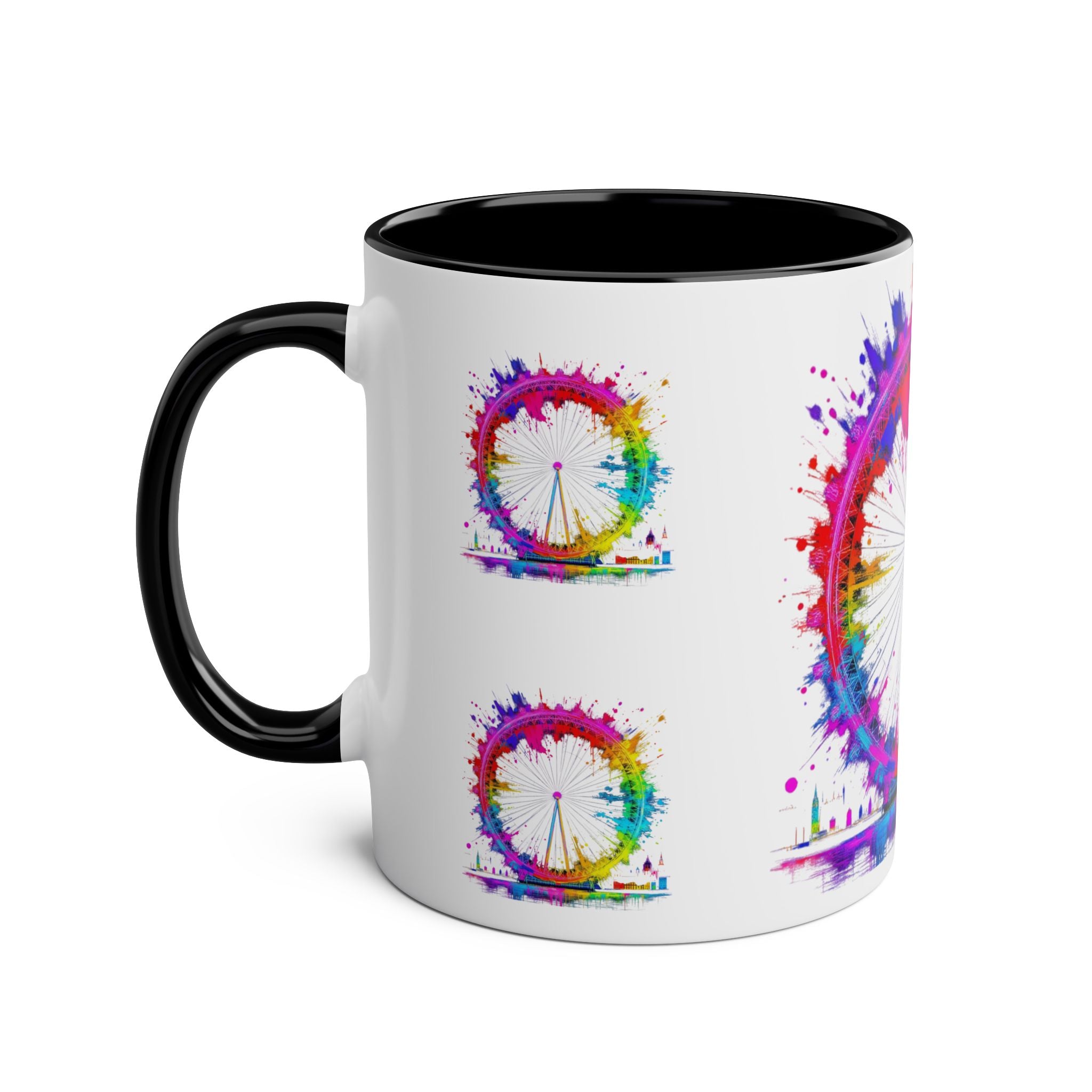 Colorful Cityscape Two-Tone Coffee Mug | Fun Gift, Home Decor, Artistic Mug, Coffee Lover's Gift, Office Essentials