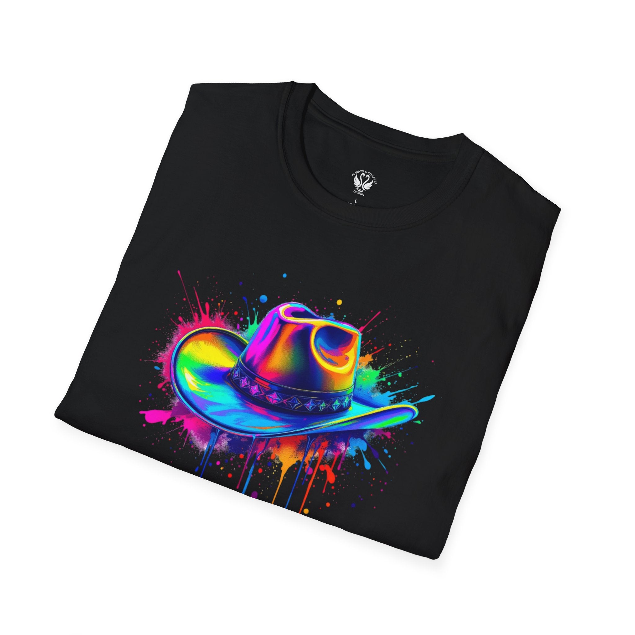 Colourful Cowboy Hat Unisex T-Shirt, Fun Graphic Tee, Festival Wear, Summer Celebration Shirt, LGBTQ Pride Apparel, Gift for Friends
