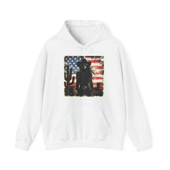 Western Cowboy Hoodie - Unisex Heavy Blend Sweatshirt, American Flag Design, Fashion Statement, Gift for Him, Cozy Apparel